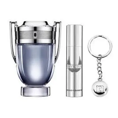 Paco Invictus Pcs Set For Men: 1.7 Eau De Toilette Spray + 0.33 Oz Eau De Toilette + Keychain