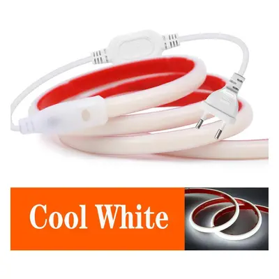 (cool white, 17m) Cob Led Strip Light 220v Adhesive Tape With Eu Power Kit Waterproof 288led Lin