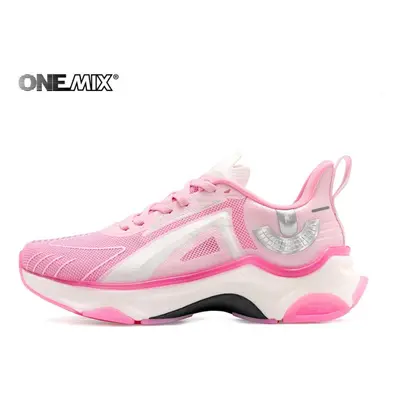 (Pink, 40) ONEMIX New Designers Running Shoes High Quality Sneakers for Men Breathable Wear-resi