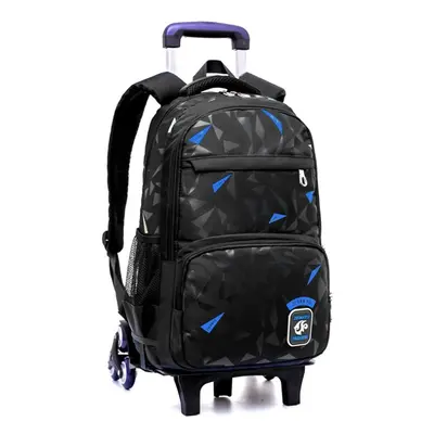 (black,blue, Wheel) Waterproof Removable Children School Bags With 2/6 Wheels Stairs Kids Trolle