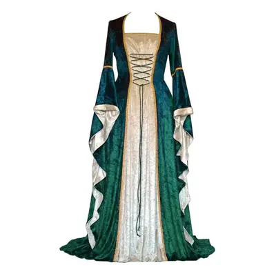 (green, S) Women&apos;s Vintage Floor Length Gothic Cosplay Dress