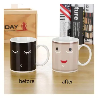 (pink) Hi Color Changing Coffee Cup Creative Good Morning Color Changing Cup Ceramic Mug