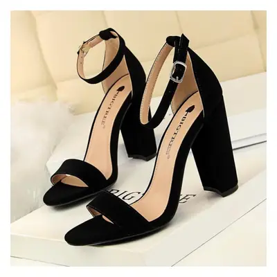 (black, 42) Bigtree Women&apos;s Summer High Heels Fashion Simple Thick Heel High Heel Nightclub