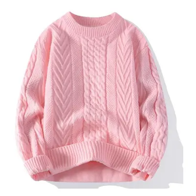 (pink, 2XL) Autumn And Winter Half High Neck Sweater Men&apos;s Trend Thickened Warm Casual Vers