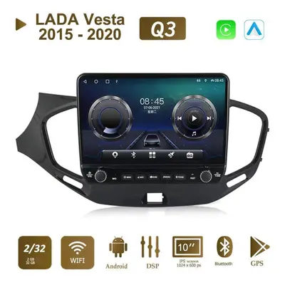 (as the picture) Inch For Lada Vesta - With Button Knob Car Radio Multimedia Carplay 2din Stereo