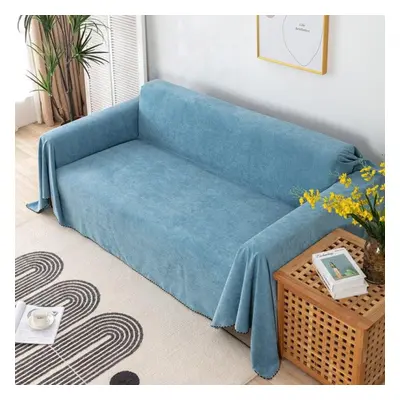 (lake blue, 180x420cm) Waterproof Sofa Cover Blanket Multipurpose Solid Color Furniture Cover Du