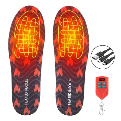 (red, EU 35-38) Heated Insoles 2000mah Winter Outdoor Precise Remote Control Charging Heated Ins