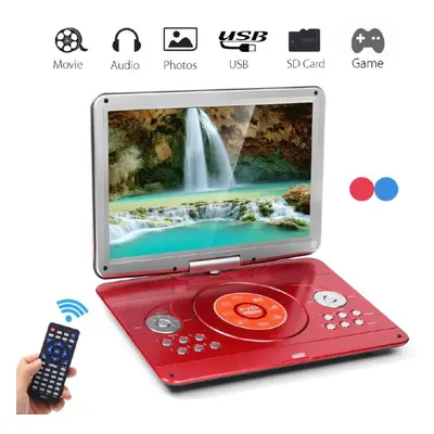 (red) Inch Portable Dvd Player Rotatable Screen Media Dvd For Game Tv Support Mp3 Mp4 Vcd Cd Pla