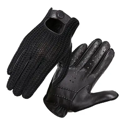 (black, L) Fashion Driving Gloves Genuine Sheepskin Leather Glove Men Keep Warm Knitting Mittens