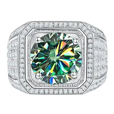 (blue,green, 13) Bagueringen Man&apos;s S925 Sterling Silver Jewelry Luxury 1ct D Color Moissani