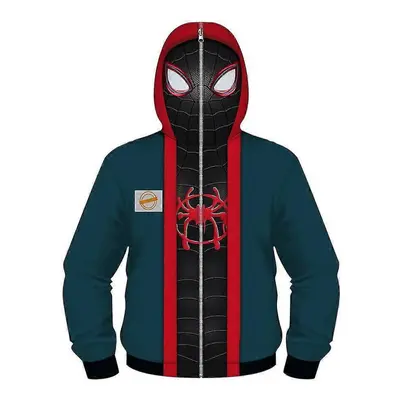 (8-11Years, Mask style) Miles Morales Kids 3d Hoodies Boys Zip Hoodie Pullover Hooded Sweashirt 