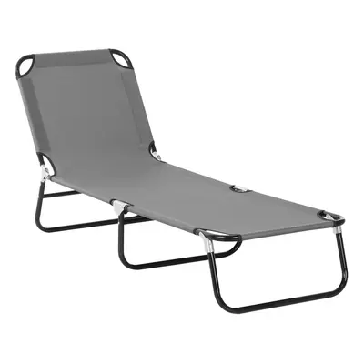 Outsunny Folding Lounge Chair Outdoor Chaise Lounge for Bench Patio Grey