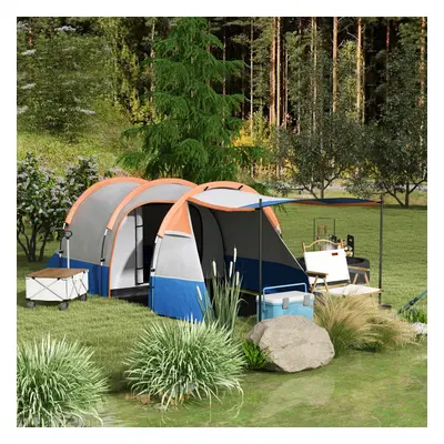 Outsunny Man Camping Tunnel Tent with Bedroom and Living Room, Orange