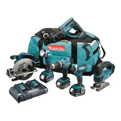 Makita DLX6068 18v LXT 6pc Combi Kit - x 3.0ah Batteries Inc Jigsaw + SDS