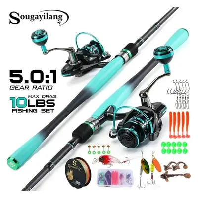 (1.8m and series) Sougayilang Fishing Rods Combo 1.8/2.1m Carbon Fiber Spinning Rod And 2000~400