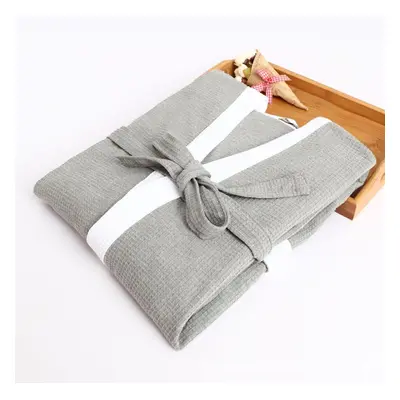 (light grey, L) Bathrobe Men Thin Terry Cloth Bath Robe Towel Nightgown Pajamas