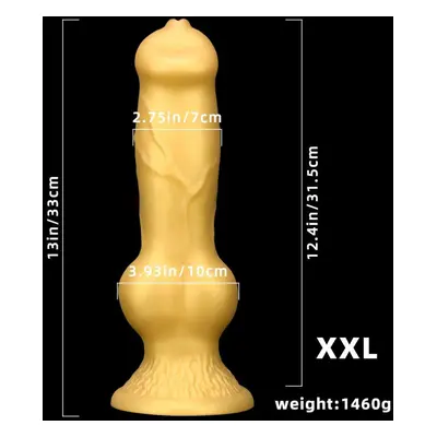 (gold, XXL) Huge Silicone Animal Dildo Anal Plug Prostate Sex For Men Women Suction Cup Adult Su