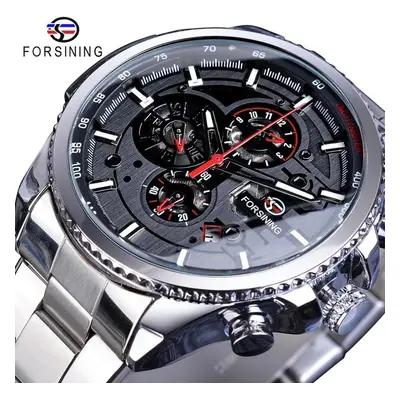 (licorice) Forsining2022 New Three-disc Sports Automatic Mechanical Strap Calendar Men&apos;s To