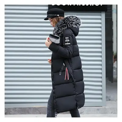 (black, XL) Winter Coats Women Down Jackets Long Solid Color Coat Female Jacket Thick Warm Outer