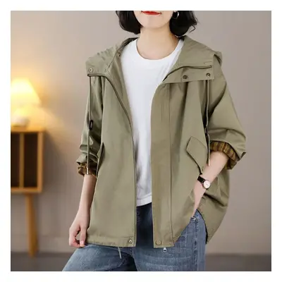 (as the picture, XXXL) Comfortable And Chic Women&apos;s Hooded Windbreaker Loose Fit Casual Out