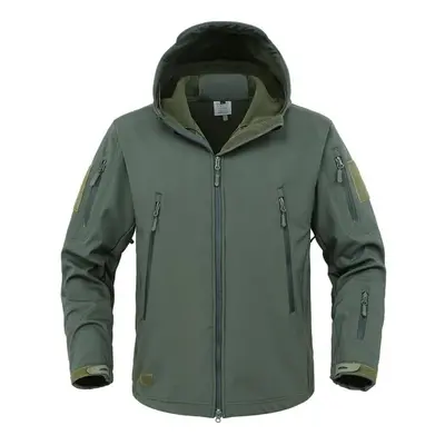 (green, 2XL) Men Tactical Jacket Snow Ski Jacket Water Resistant Softshell Multi-pockets Coat