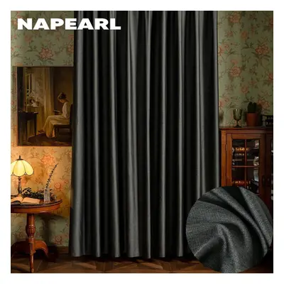 (dark grey, W250cm x L250cm) 1pc Napearl Modern 80% Blackout Kitchen Curtain Lengthen Pure Color