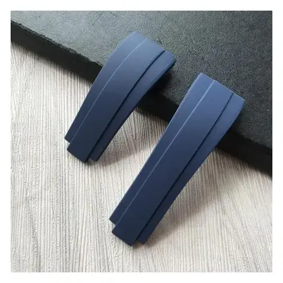 (blue 20mm with clasp 2&with logo) 20mm Nature Rubber Silicone Watch Band Buckle Watchband For R