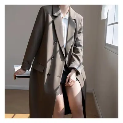 (as the picture, L) Upgrade Your Winter Style With This Long Grey Wool Coat For Women