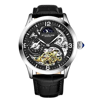 STUHRLING St?hrling Original Automatic Watch for Men Skeleton Watch Dial, Dual Time, AM/PM Sun M