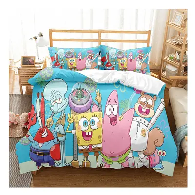 (04, King-240*220cm) SpongeBob SquarePants Bedding Single Double Duvet Cover Pillow Cases Set