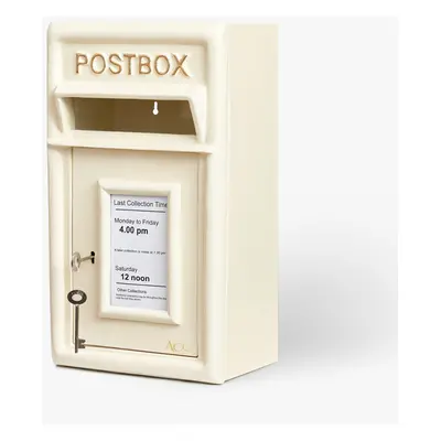 Post Box Wall Mounted Letterboxes with Lock, Rustproof Weatherproof Street Safe Lockable Cream M