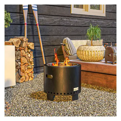 Outsunny 45cm Smokeless Wood Burning Firepit Metal Fire Pit, Black