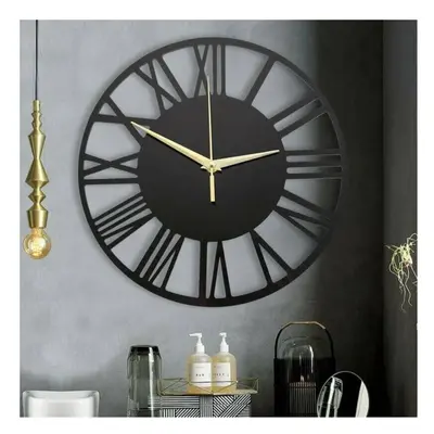 Modern 30CM Round Skeleton Minimalist Black Roman Numeral Wall