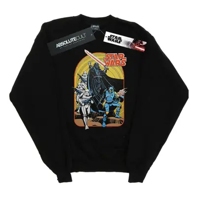 (L, Black) Star Wars Mens Vintage Comic Scene Sweatshirt