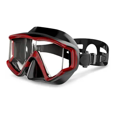 (Red) Scuba Diving Mask Glasses Anti Fog Tempered Glasses Swimming Snorkeling Goggles For Adult 