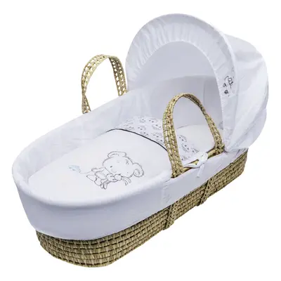 Barney Bear Palm Moses Basket with Mattress and Padded Liner