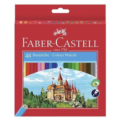 Faber-Castell Environmentally-Friendly Colouring Pencils 48-Pack Sharpener Cardboard Box Castle