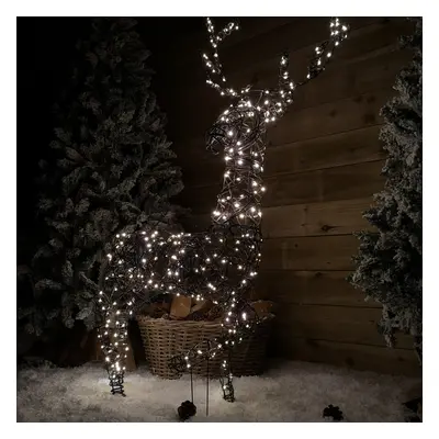 1.2m Indoor Outdoor LED Christmas Wicker Reindeer Decoration in Warm White