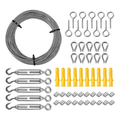 30m Heavy Duty Wire Rope Cable Hooks Stainless Steel Turnbuckle Cord Hanging Kit