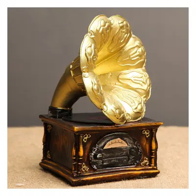 Vintage Retro Look Gramophone Ornaments Resin Art Work Garden Shop Decorations Home