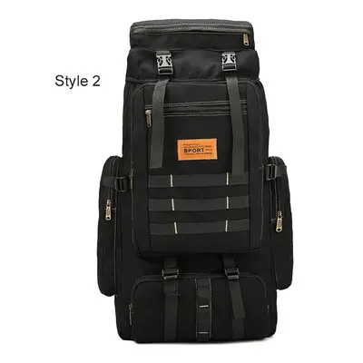 (Style Black) 60L Large Military Bag Canvas Backpack Tactical Bags Camping Hiking Rucksack Army 