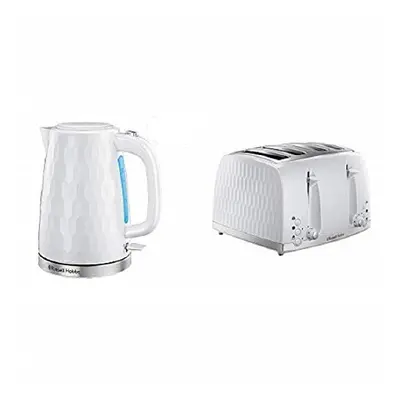 Russell Hobbs Honeycomb Kettle and Slice Toaster, White