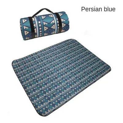 (Persian Blue, 200x150cm) Folding Camping Mat Outdoor Beach Picnic Nation Style Printed Thicken 