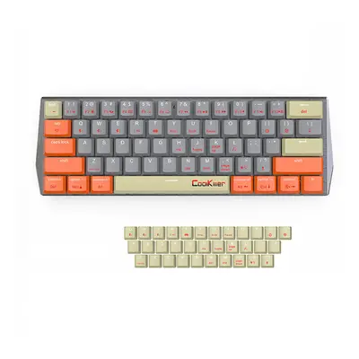 (Grey Two, Brown Switch) Triple Mode Gaming mechanical keyboard Low-Shaft Profile RGB Wireless B