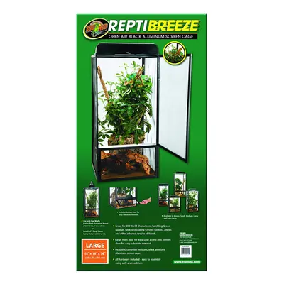 (Cage Large) ZooMed ReptiBreeze Screen Reptile Lizard Cage Open Air Chameleons Gecko Arboreal