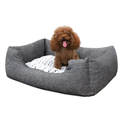 SONGMICS Gray Dog bed Plush Soft Comfortable Round Cat Bed Removable size (S: x 50) PGW22G