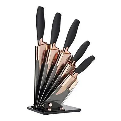 5pc Kitchen Knife Set & Block - Brooklyn by Taylors Eye Witness. Rose Gold Coloured Bolsters, Fi