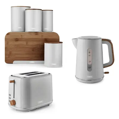 Tower Scandi Grey Kettle Toaster Bread Bin Canisters & Biscuit Barrel