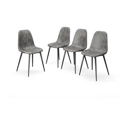 (Grey, 4) CARLO Modern Faux Leather Dining Chair with Metal Legs