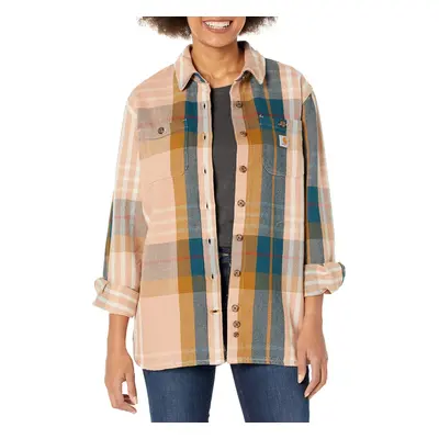 Carhartt Women's Loose Fit Heavyweight Twill Long-Sleeve Plaid Shirt Stucco X-Small